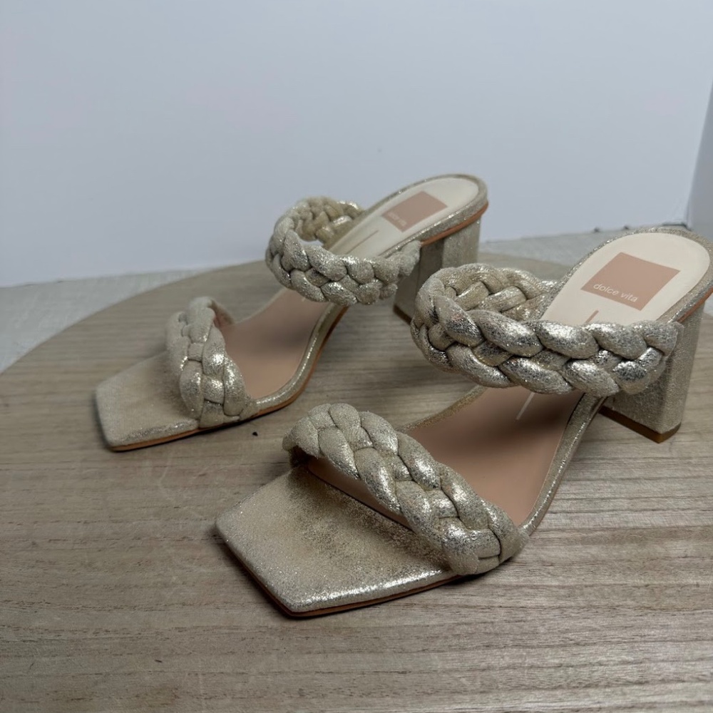 Dolce Vita Braided Heel Sandals Light Gold Womens 8.5 NWOT - Picture 4 of 6